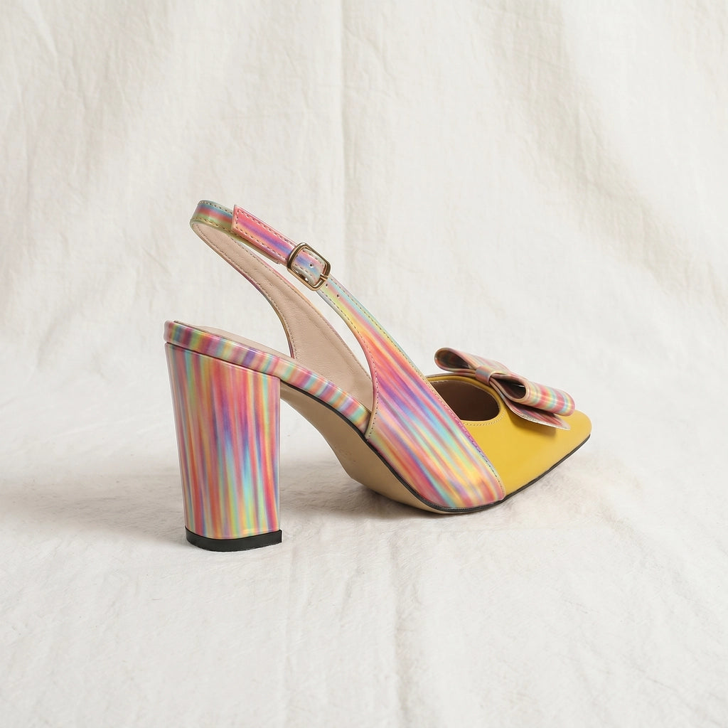Yellow Elara Vance Bow Slingbacks 5