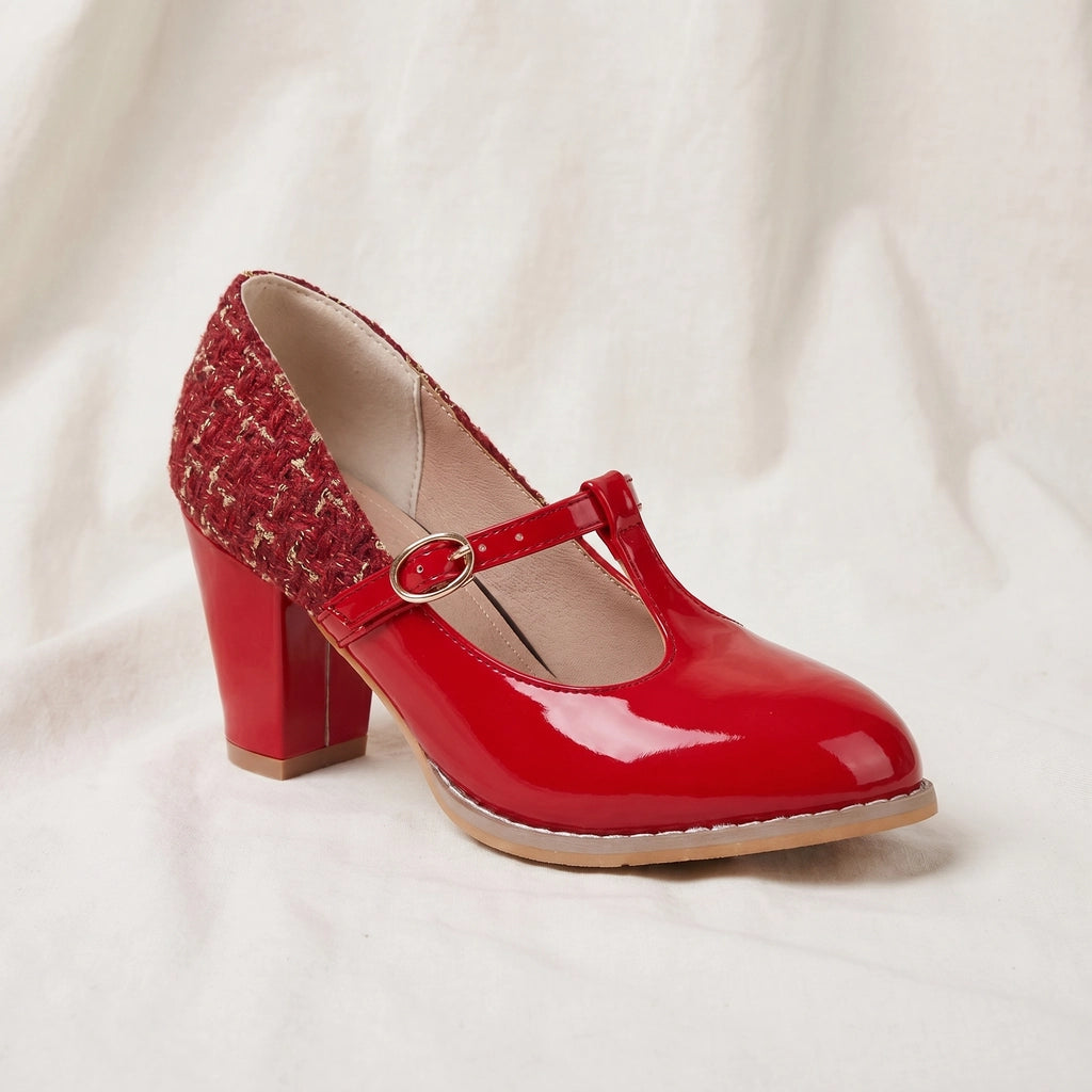 Red Clara Miller T-Strap Pumps 2