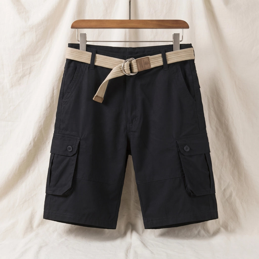 Black Norwood Cotton Cargo Shorts 1