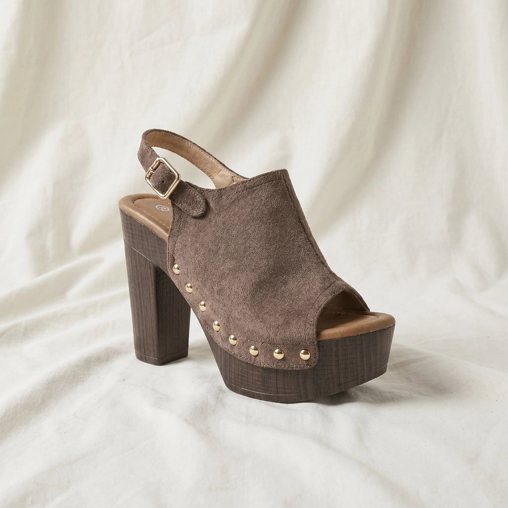 Dark Brown Greer Studded Block-Heel Mules 1