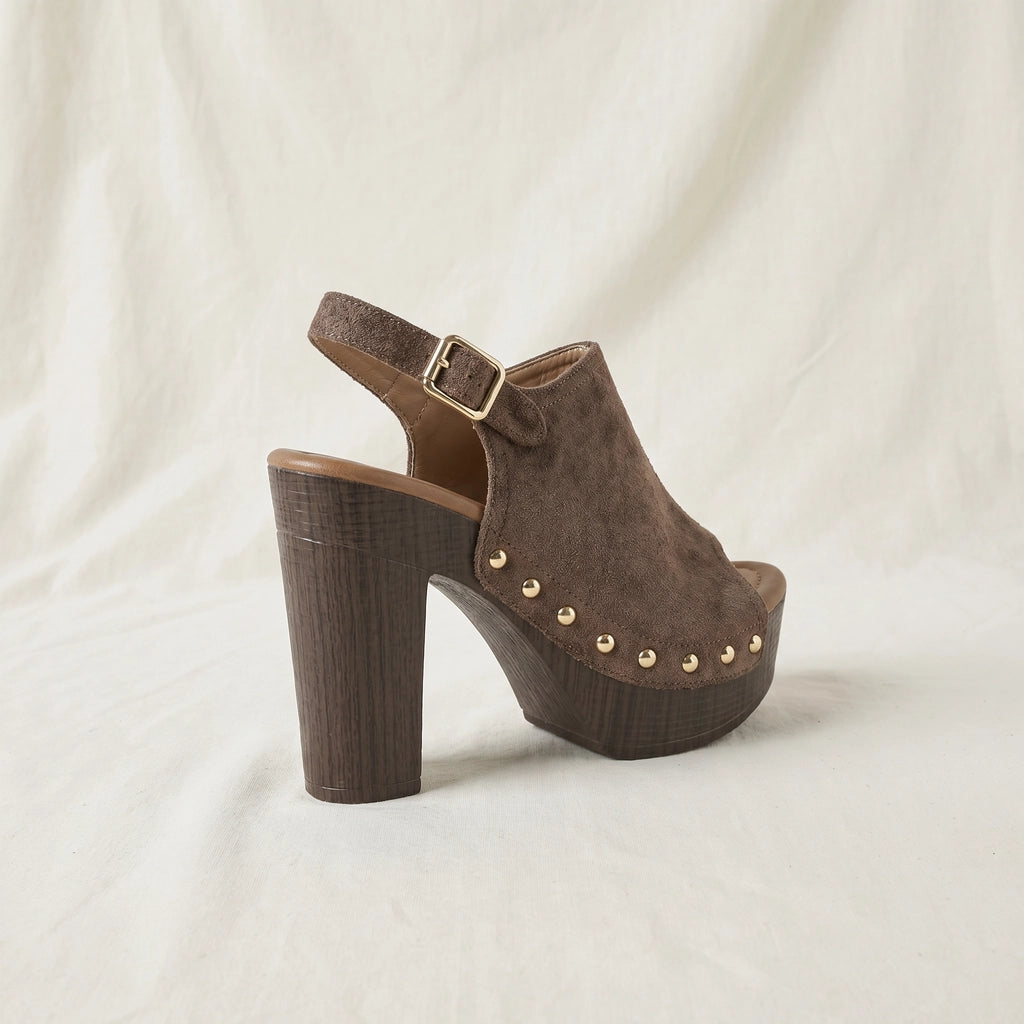 Dark Brown Greer Studded Block-Heel Mules 3