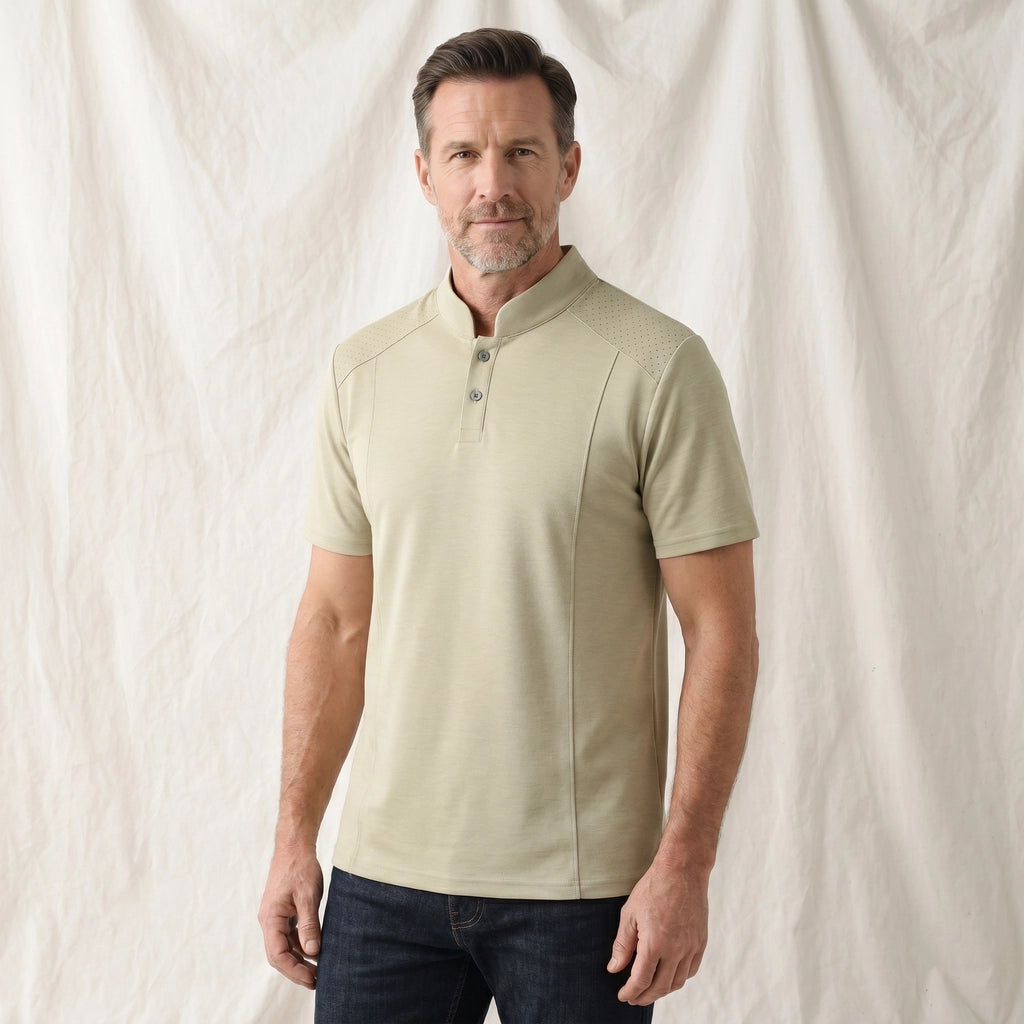 Beige Oswald Stand Collar T-Shirt 2