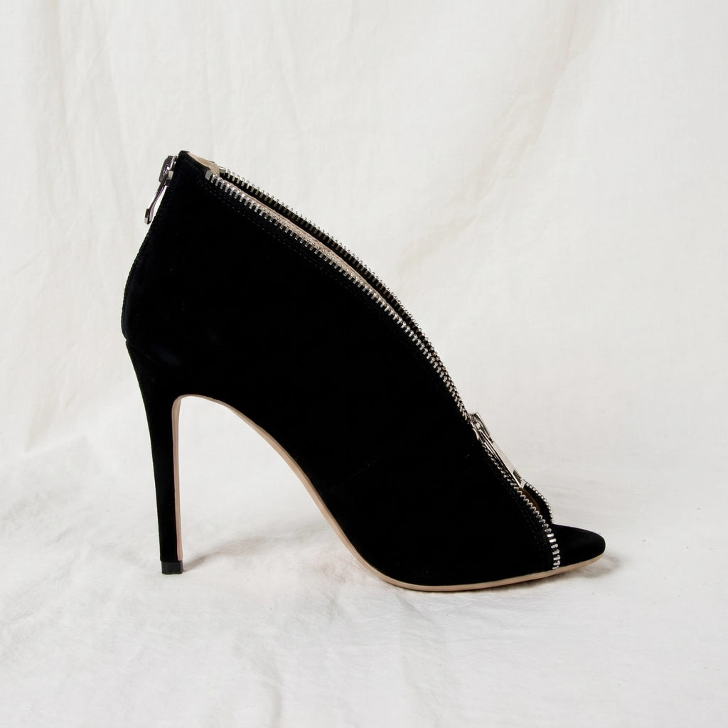Black Alexandra Peep-Toe Stiletto Sandals 1