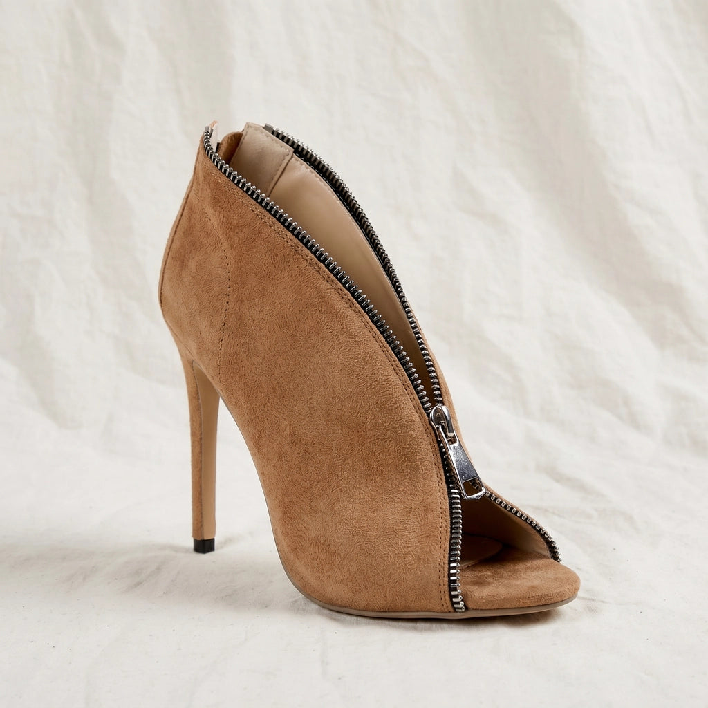 Brown Alexandra Peep-Toe Stiletto Sandals 2