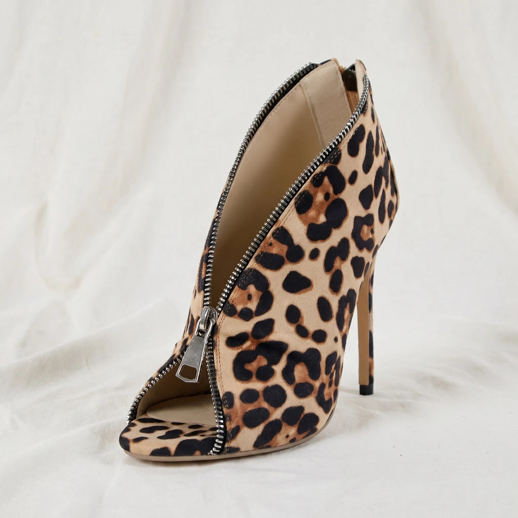 Leopard Alexandra Peep-Toe Stiletto Sandals 2