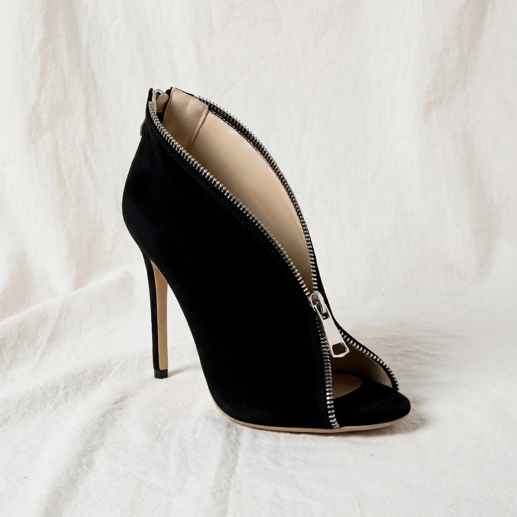Black Alexandra Peep-Toe Stiletto Sandals 2