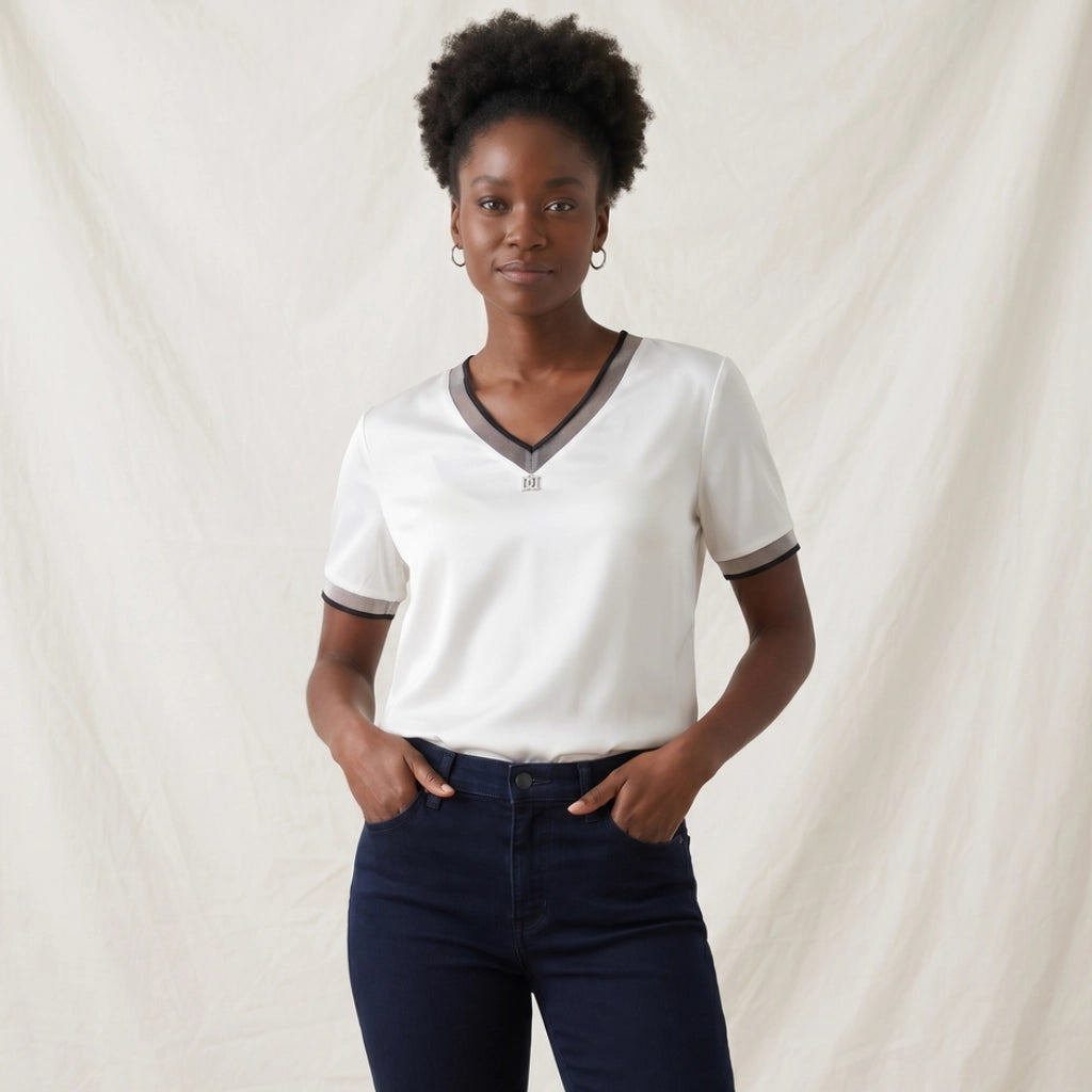Marisol Mesh V-Neck Top