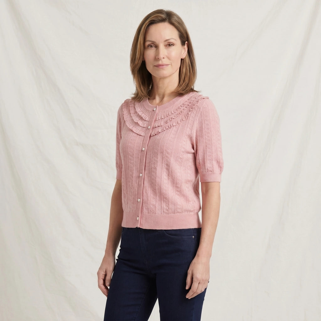 Soft Pink Laurel Tencel Knit Cardigan 3