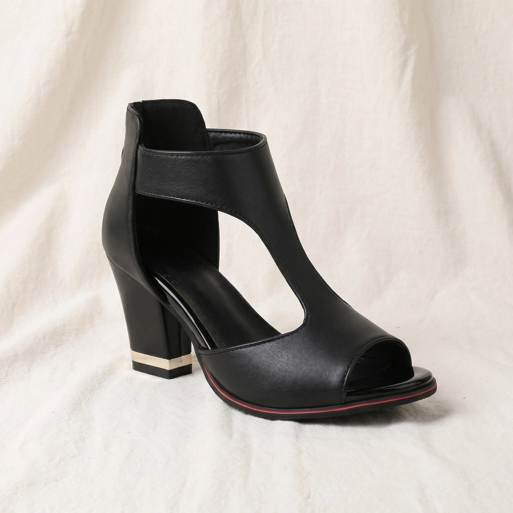 Black Saunders Peep-Toe Block Sandals 3