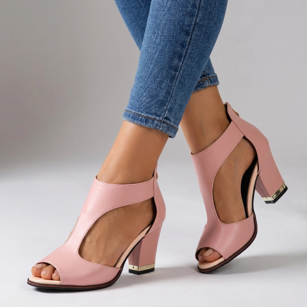 Pink Saunders Peep-Toe Block Sandals 3