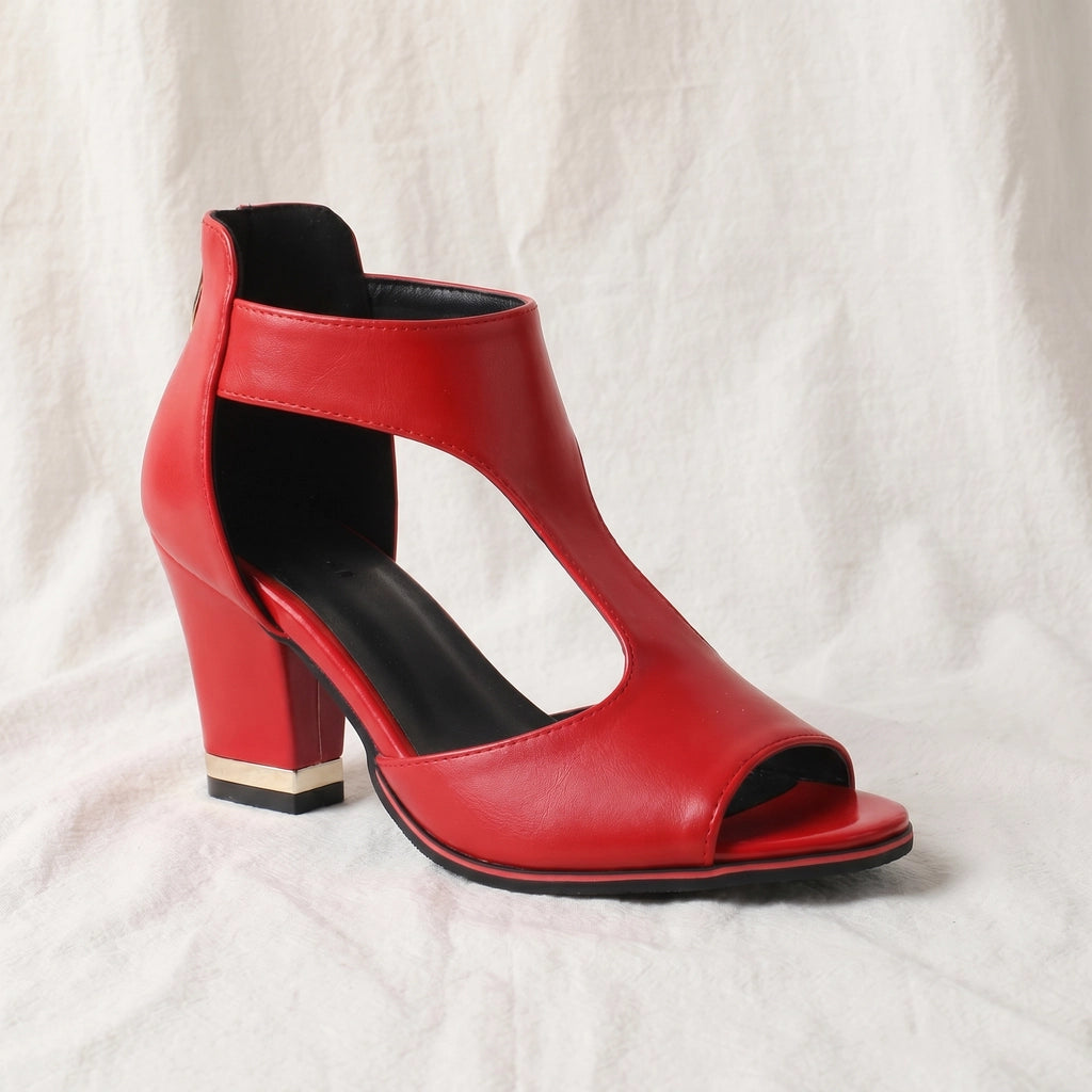 Red Saunders Peep-Toe Block Sandals 1