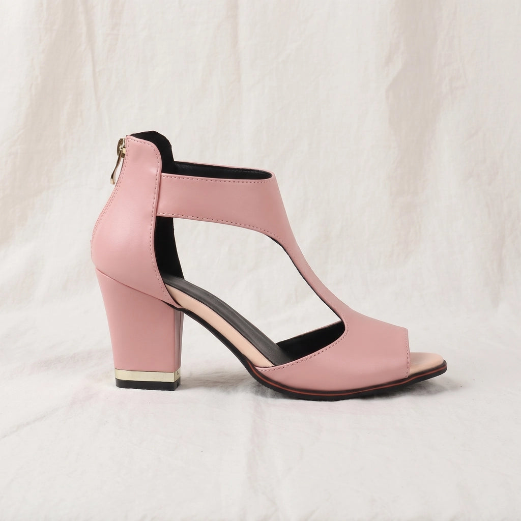Pink Saunders Peep-Toe Block Sandals 1
