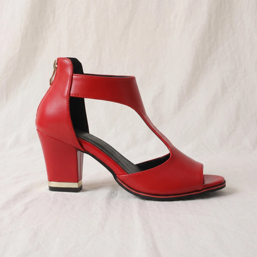 Red Saunders Peep-Toe Block Sandals 2