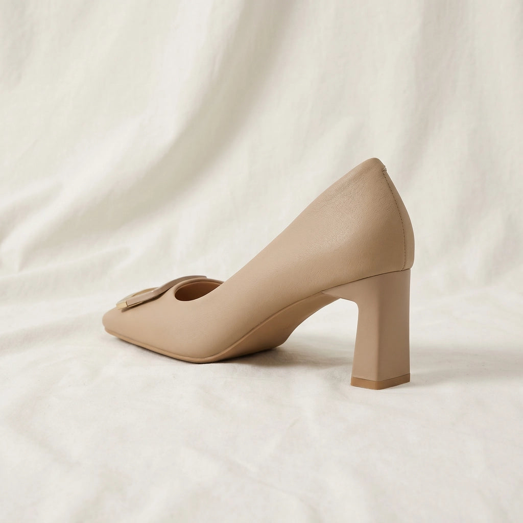 Khaki 6cm Currier Buckle Block Heels 3