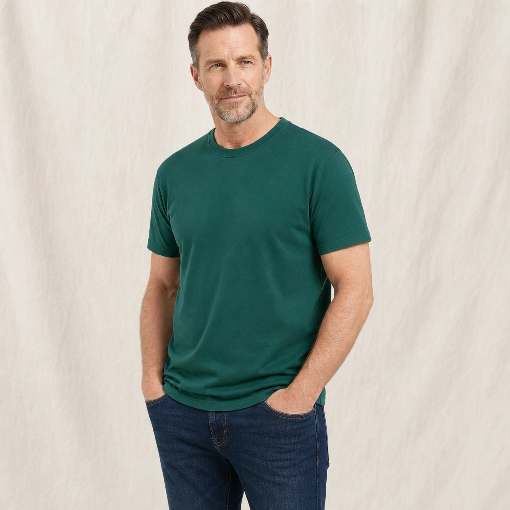Dark Green Anson Brushed Cotton Tee 2