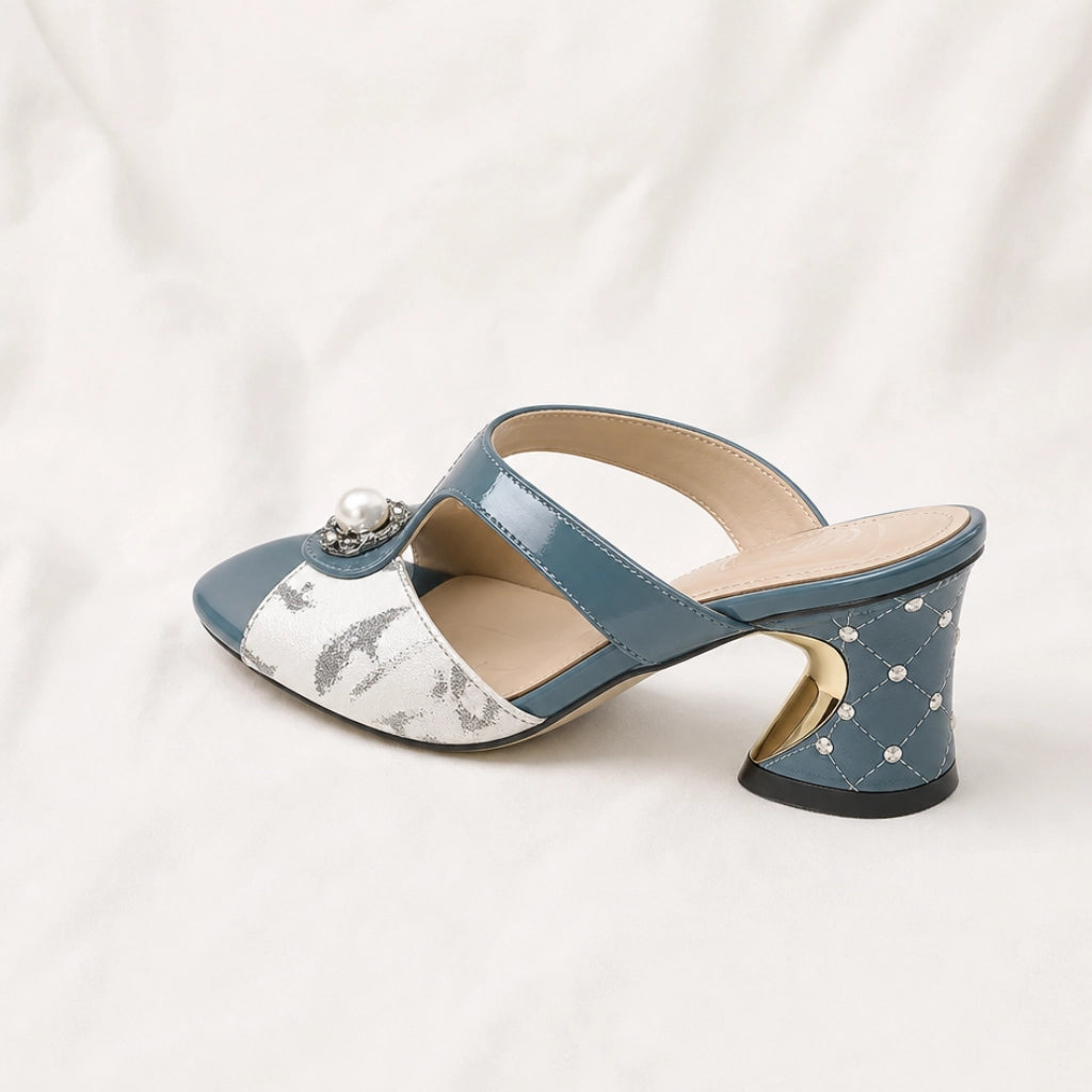 Bronson Rhinestone Block-Heel Mules