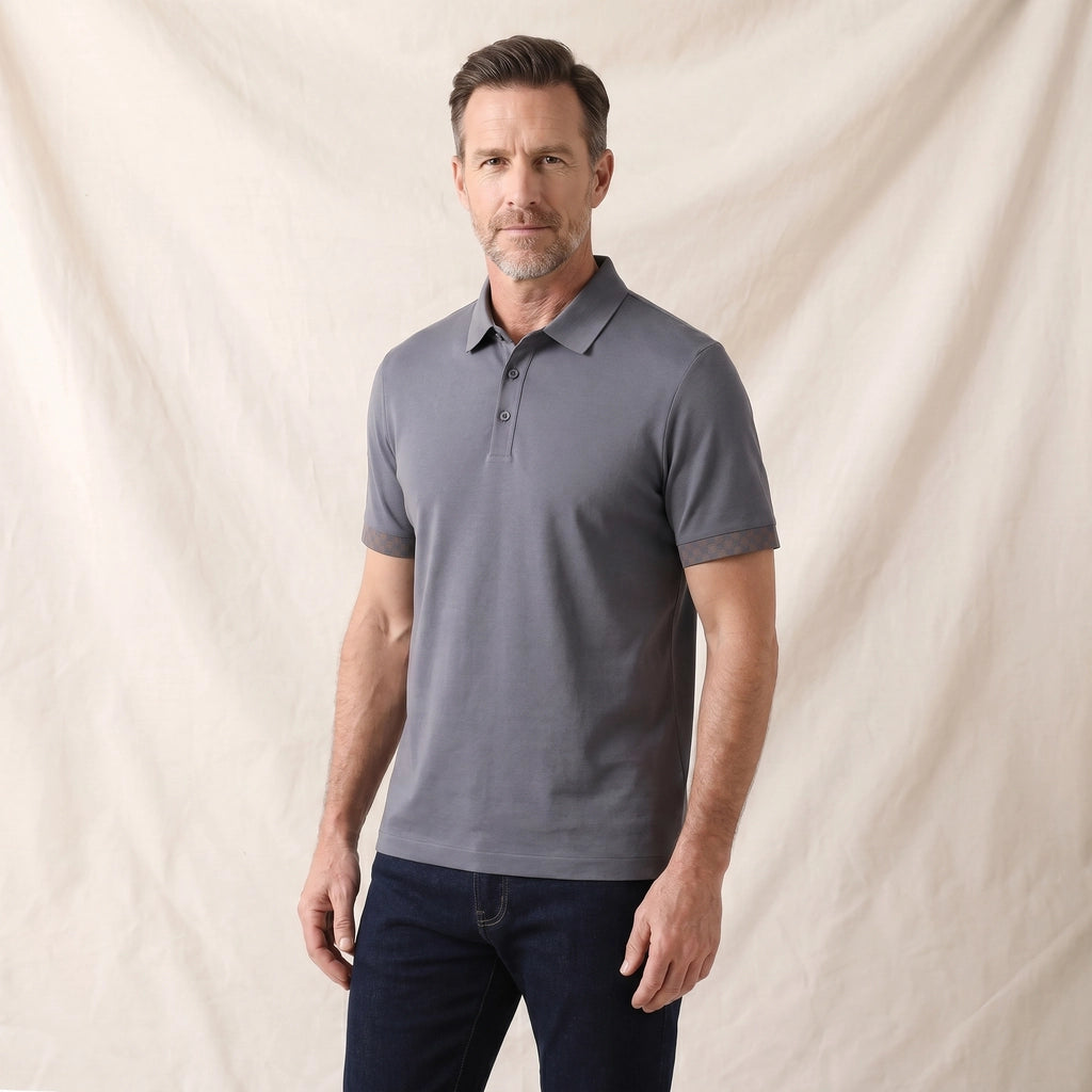 Medium Grey Joseph Silk Knit Polo 3