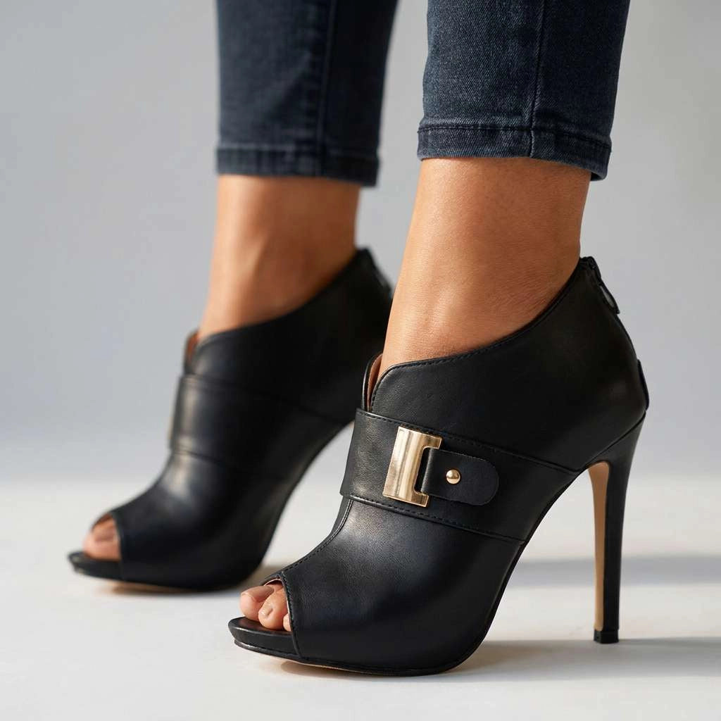black buckel heels women.png