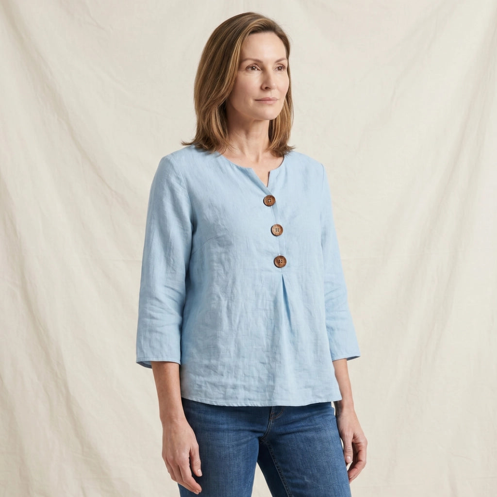 Culver Cotton Linen V-Neck Top