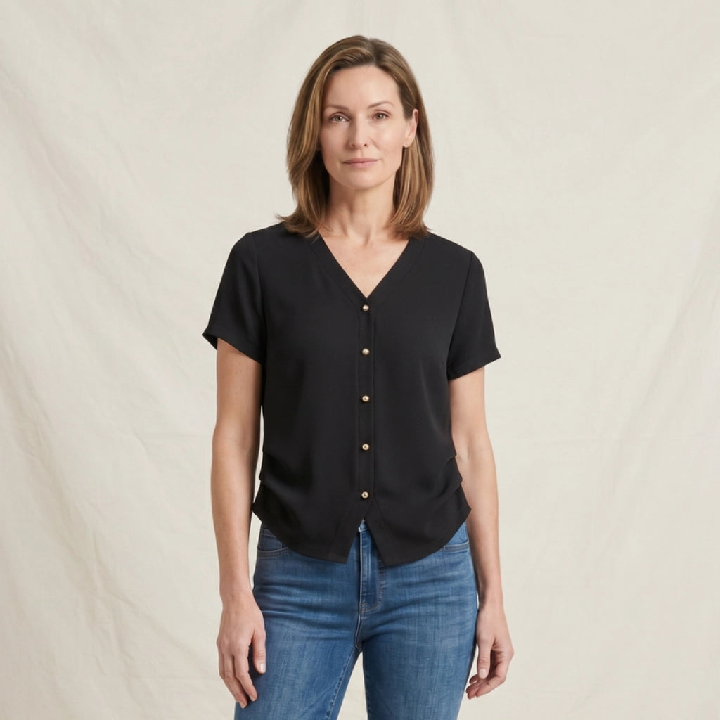 Thea Cotton V-Neck T-Shirt (Copy)