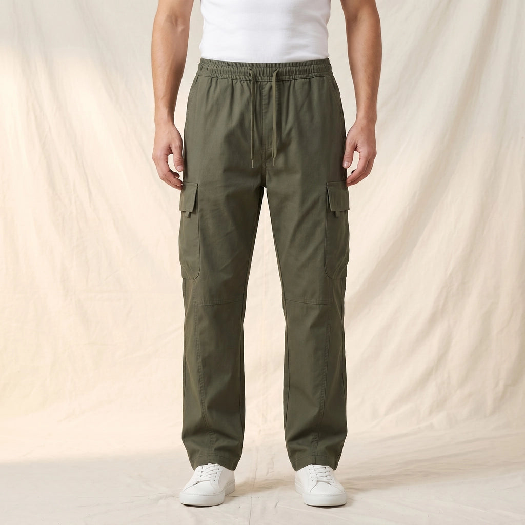 Army Green Nathaniel Straight Cargo Trousers 9