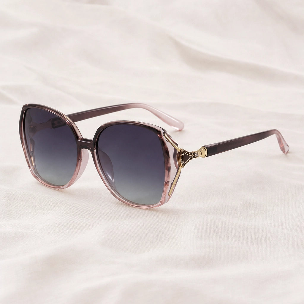 Tea Champagne Frame Purple Pink Lens Doyle Oversized Polarized Shades 1