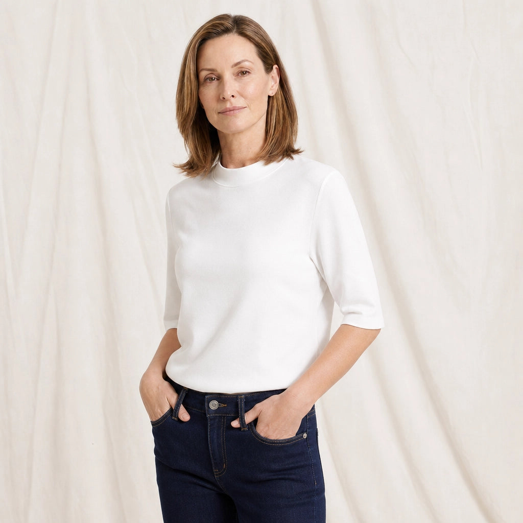 White Lydia Mock-Neck Knit Top 3