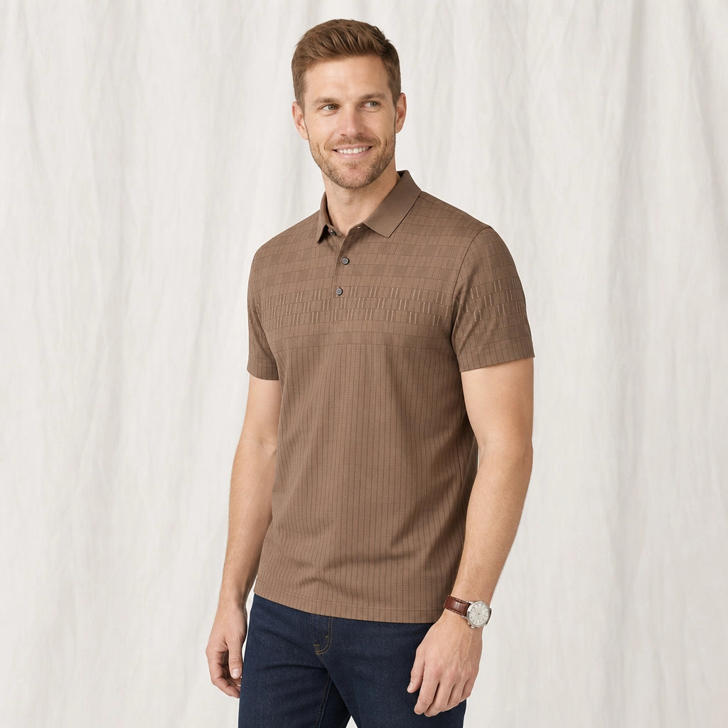 Khaki Cranston Seamless Knit Polo 1