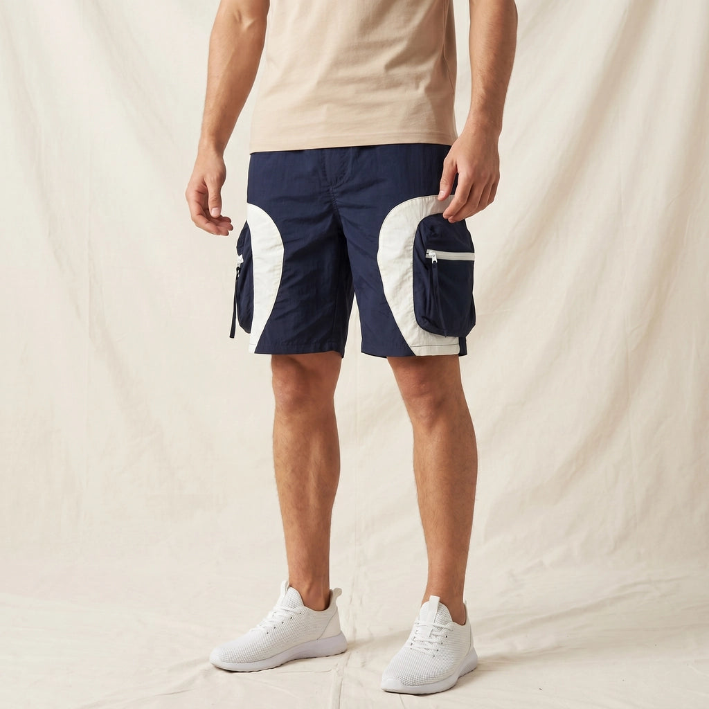 White Lionel Panelled Mesh Shorts 3