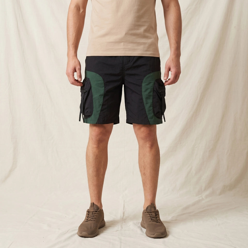 Green Lionel Panelled Mesh Shorts 3