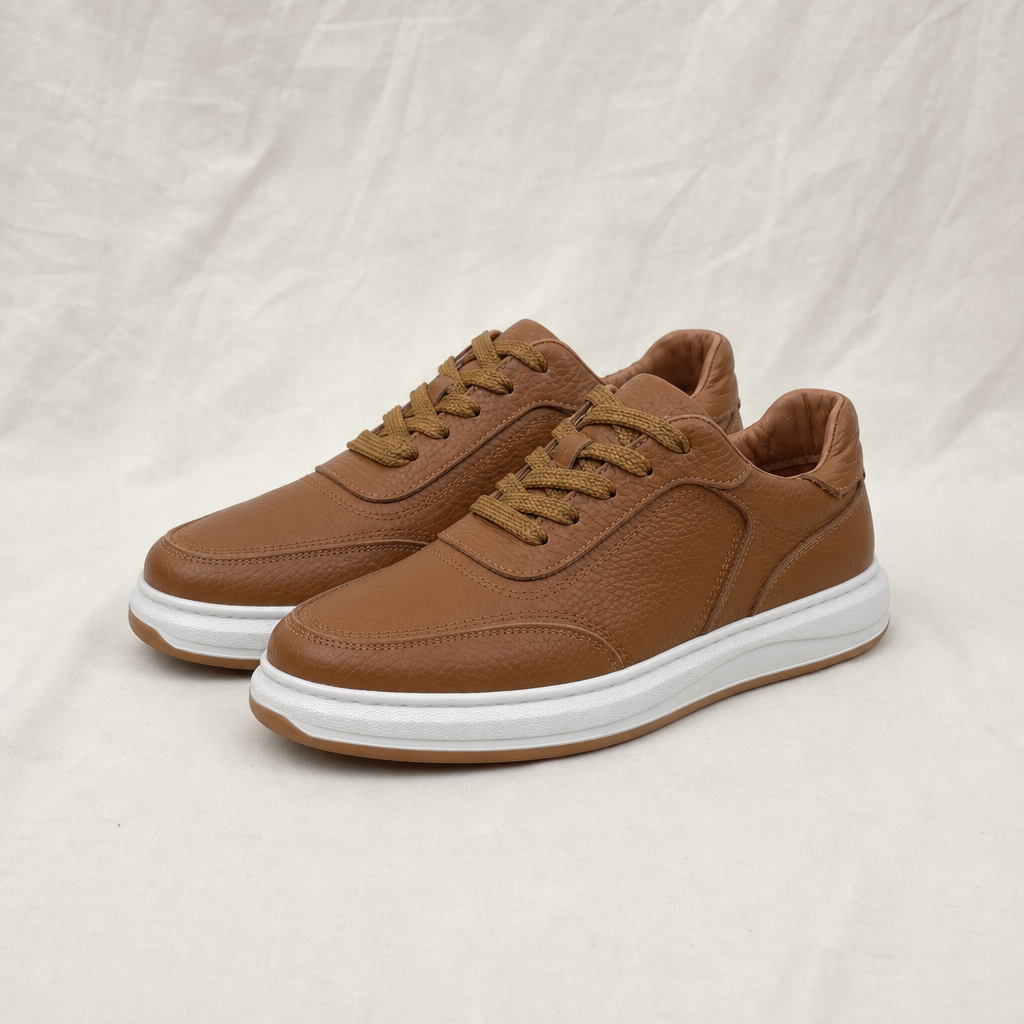 David | Mens Leather Low Top Trainers