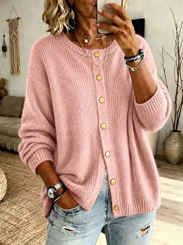 Abigail | Women's Soft Knitted Cardigan - Color:Pink;Size:XS