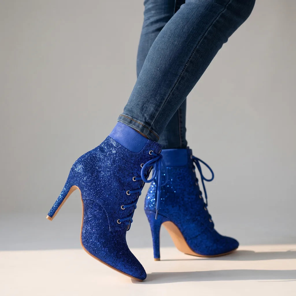Alexia | Women's Lace-Up Ankle Boots - Color:Blue;Size:35