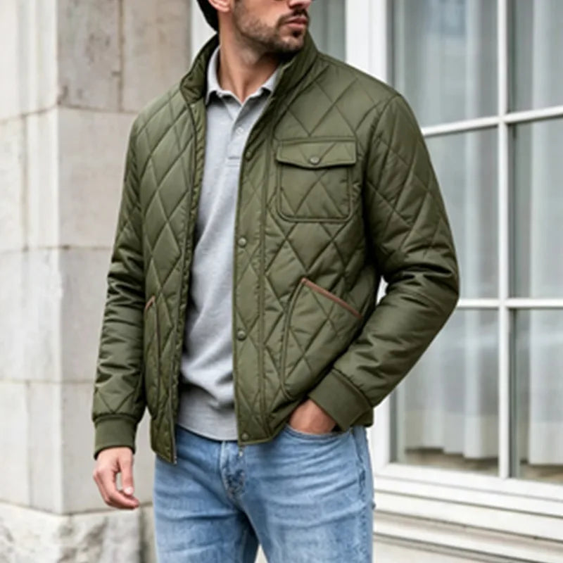 Alistair | Men's Diamond-Quilted Padded Jacket - Green