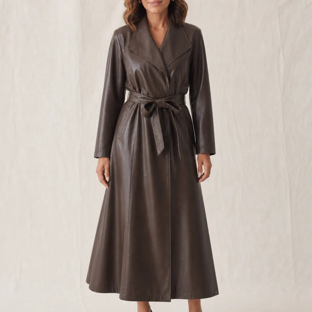 Alston Belted Trench Coat - Color:Brown;Size:S