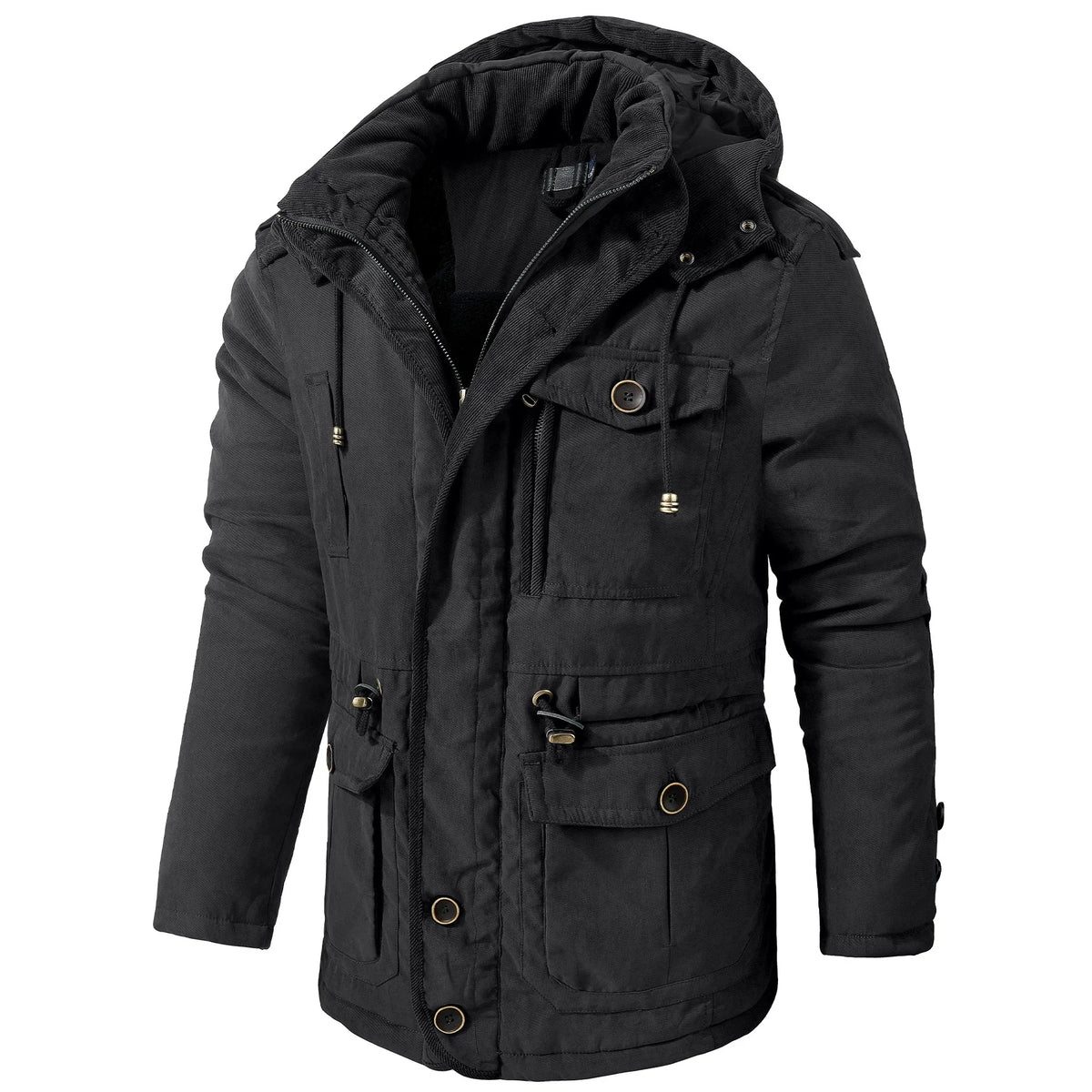 Altitude | Men's Insulated Hooded Multi-Pocket Utility Jacket Regular price - Color:Black;Size:XS