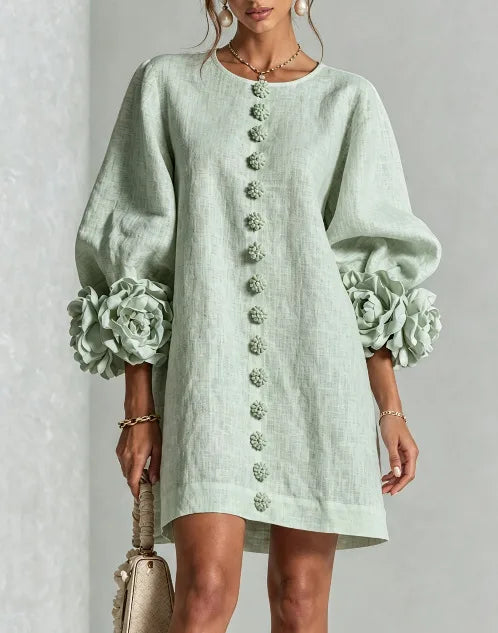 Amirah | Women's Sculptural Mini Dress - Size:XS;Color:Sage Green