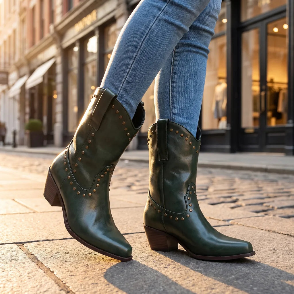 Women's Green George Studded Ankle Boots