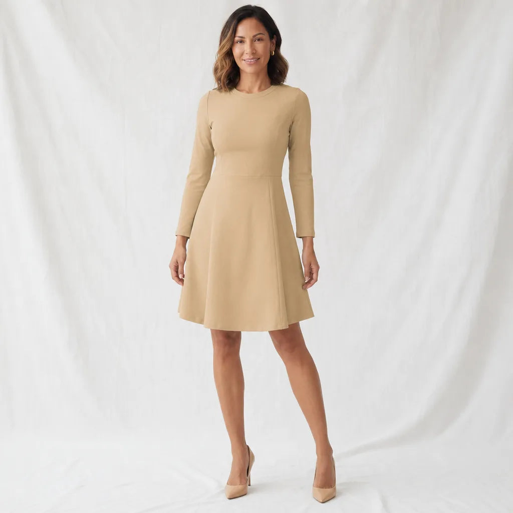 Arden Mini Dress - Color:Beige;Size:XS