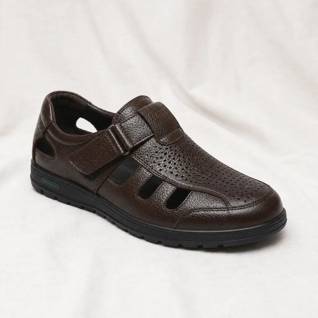 Men's Brown Arthur Cut-Out Sandals