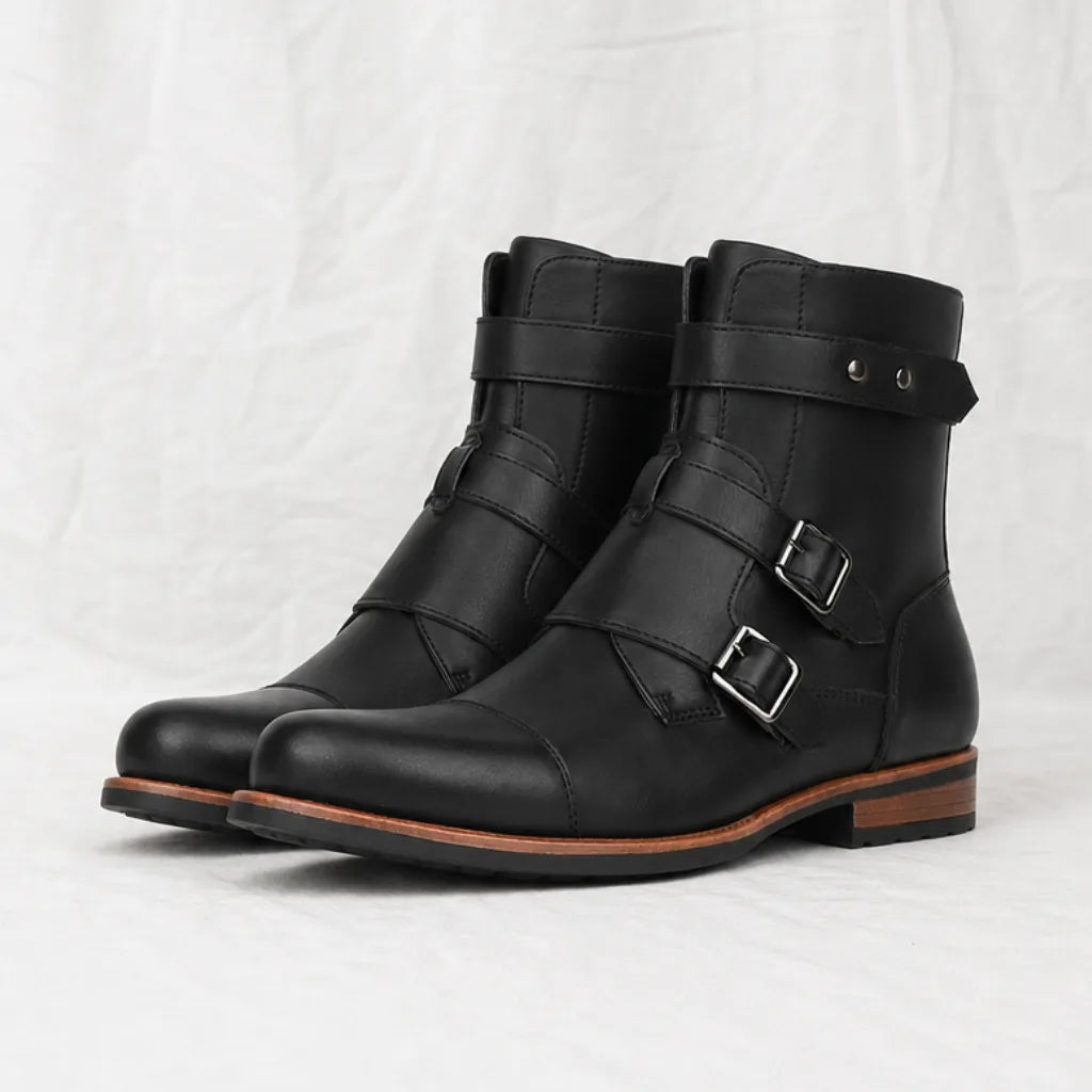 Ashford Buckle Western Boots - Color:Black;Size:40
