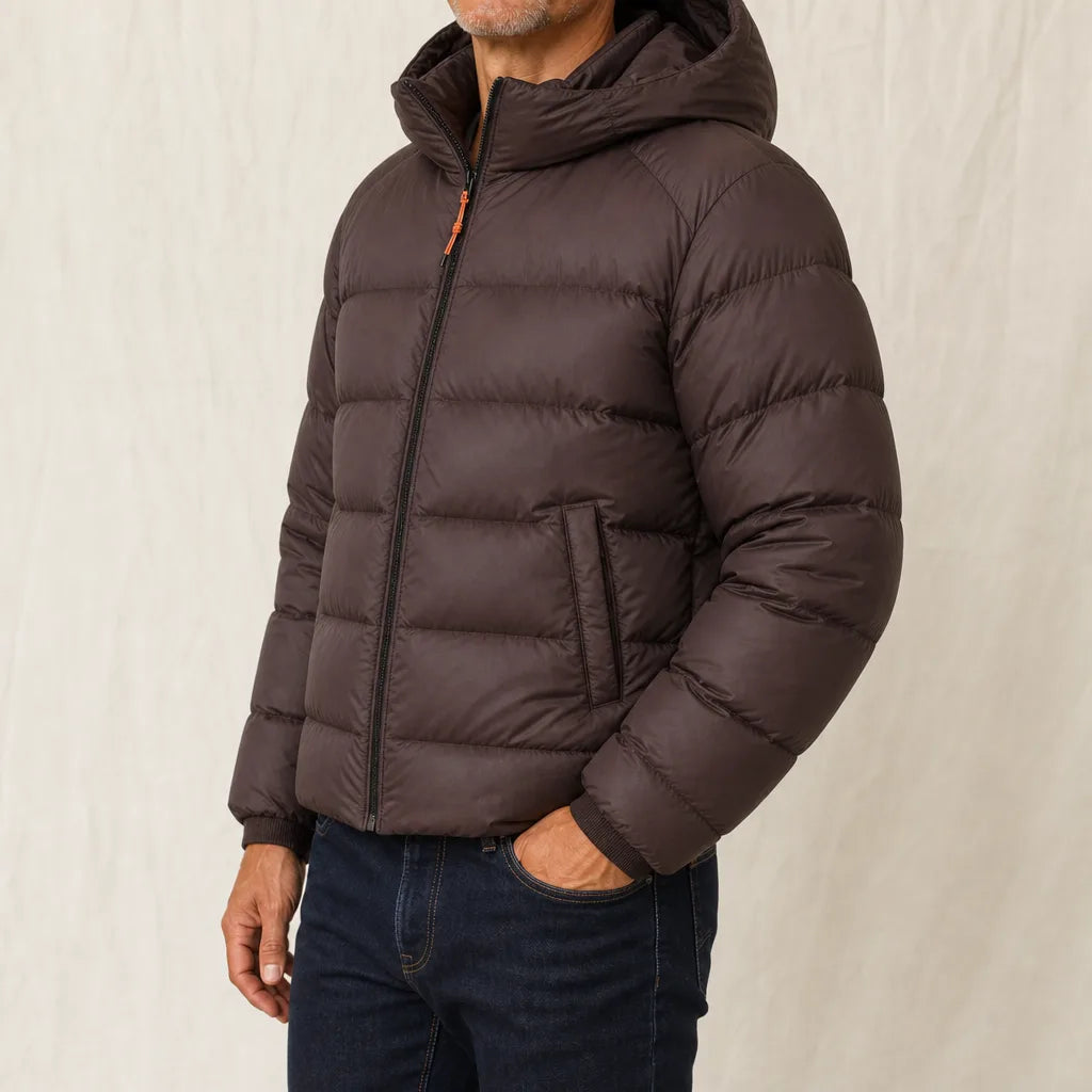 Men's Brown Waverly Hooded Puffer Jacket