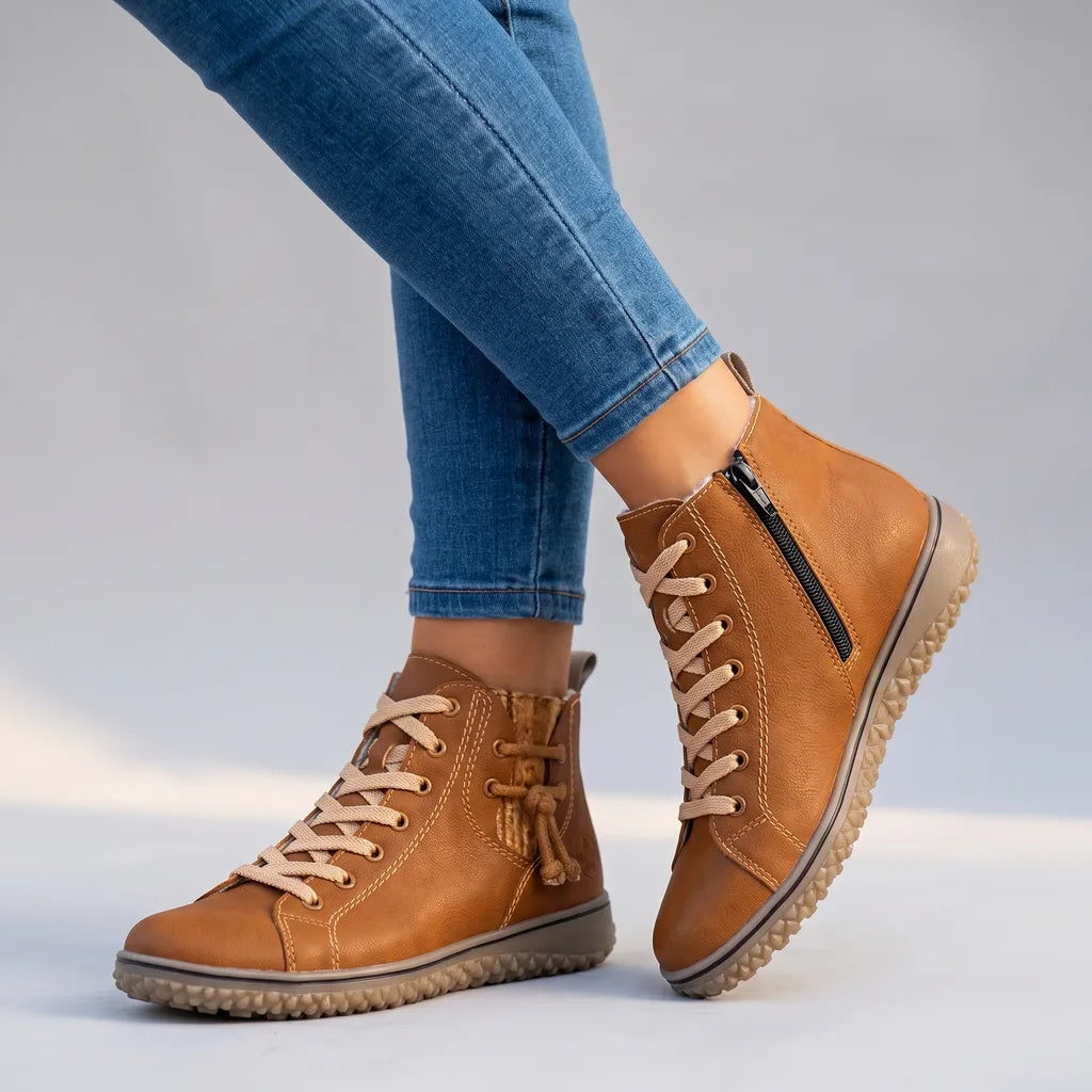 Ashleigh | Women's Orthopaedic Lace-Up Ankle Boots - Color:Brown;Size:35