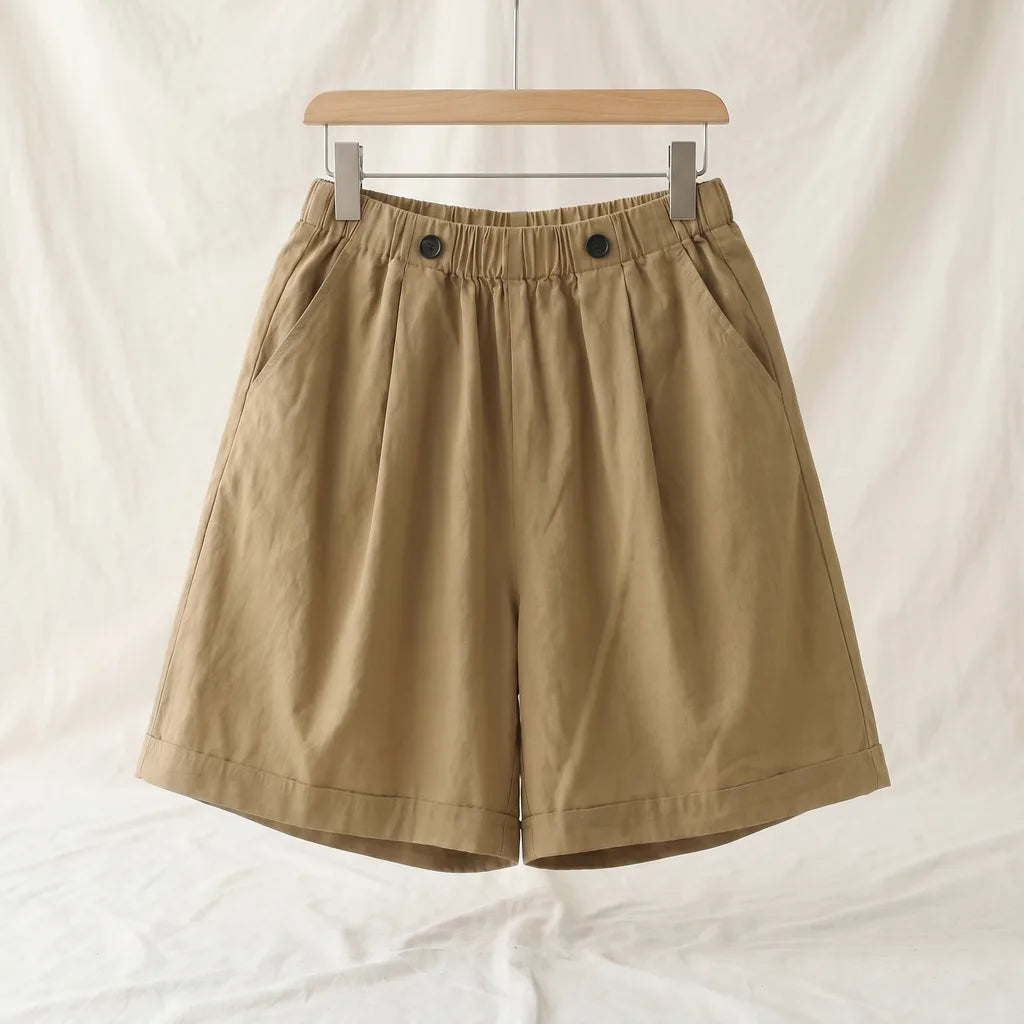 Ashley Cotton Shorts - Color:Khaki;Size:S