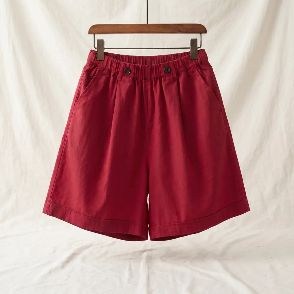 Ashley Cotton Shorts - Color:Red;Size:S