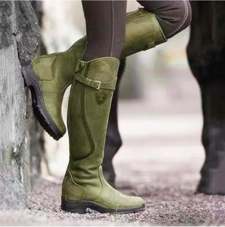 Audrey | Women's Waterproof Knee High Boots - Color:Green;Size:35