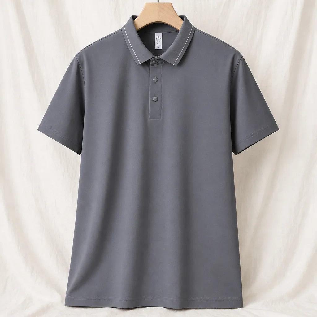August Stretch Knit Polo Shirt - Color:Gray;Size:XS