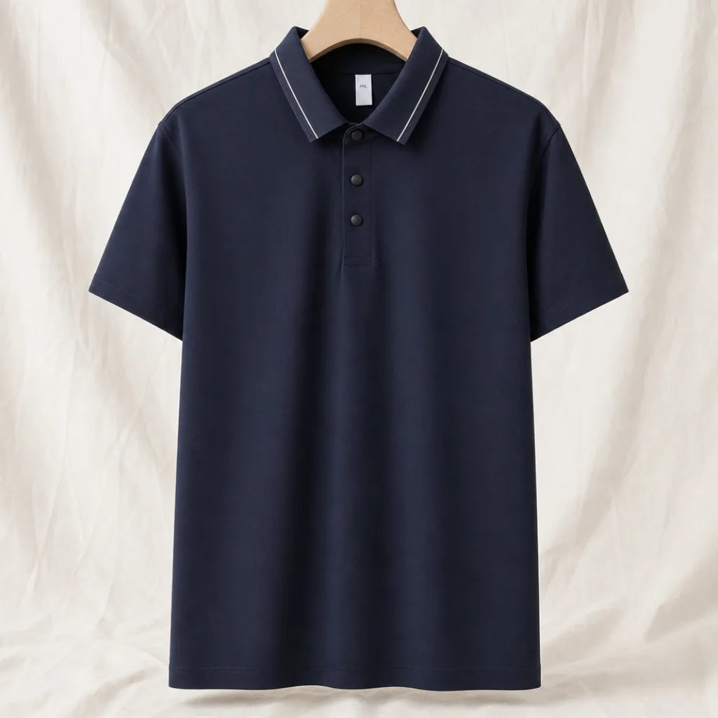 August Stretch Knit Polo Shirt - Color:Navy;Size:XS