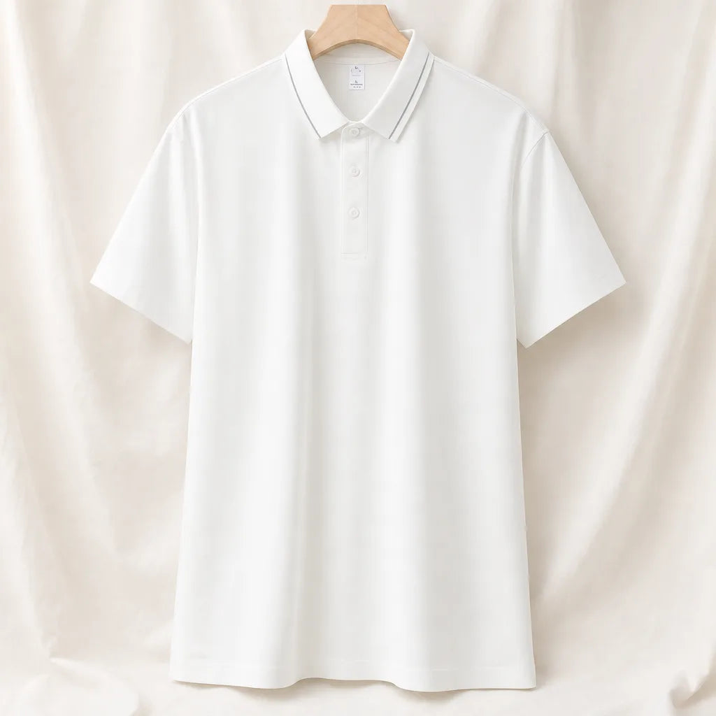 August Stretch Knit Polo Shirt - Color:White;Size:XS