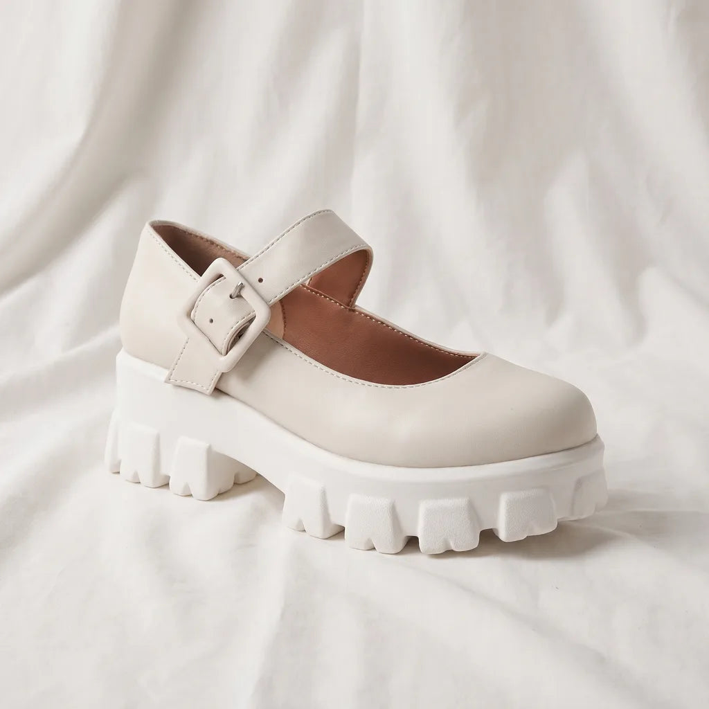 Women's Beige Ryder Platform Mary Janes